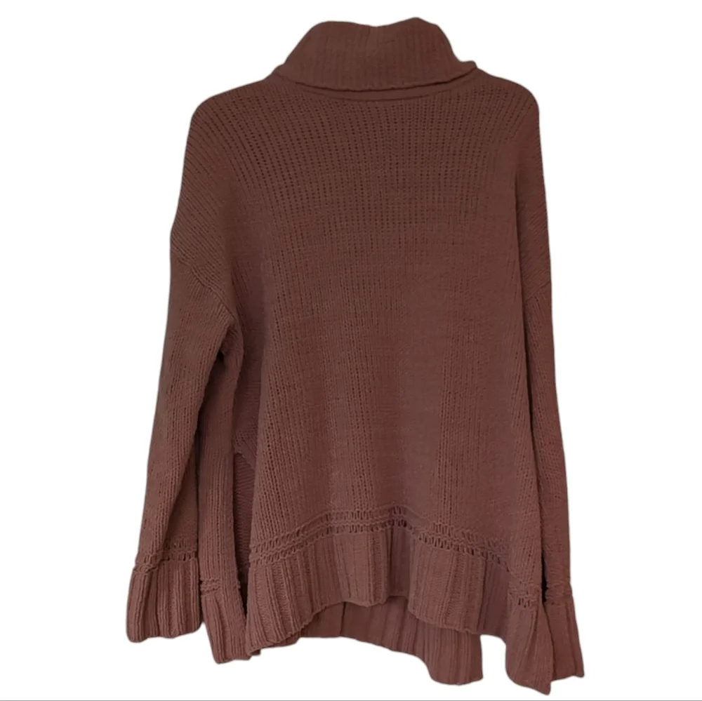 Aerie Women's Sweater Brown Turtle Neck Chenille Oversized Size Small